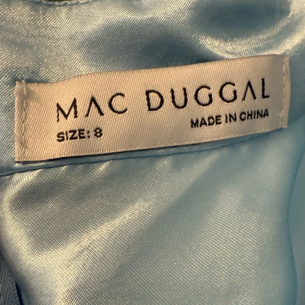 Mac Duggal 🩵 Blue Floral Ruffle Tiered Cut-Out Chiffon Gown – Size 8 NWT - Picture 13 of 16